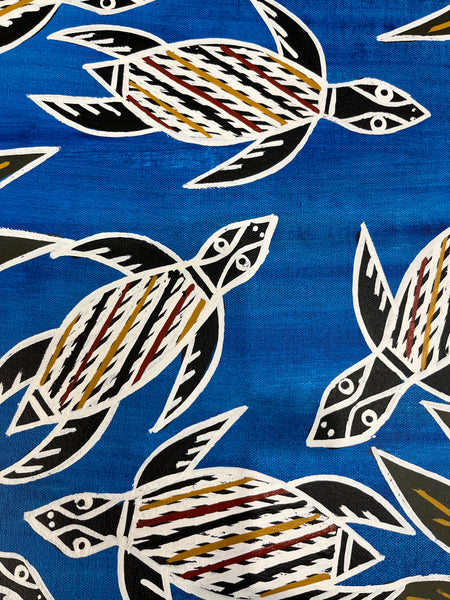#136 Turtle Dreaming (Blue) - CHRISTINE BURARRWANGA ARTIST: 90cm x 43cm
