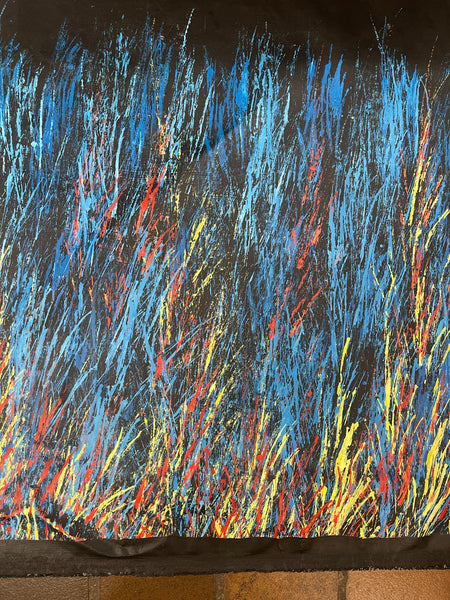 #149 Bush Fire Dreaming (Blue) - REGGIE SULTAN : Desert Art : 72x93cm