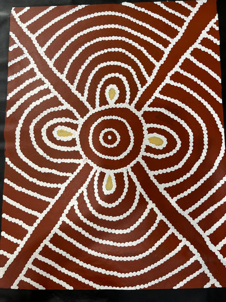 #335 Women's Body Design (Rust) - ROSEMARY NAMPITJINPA JAMES: 84cm x 65cm