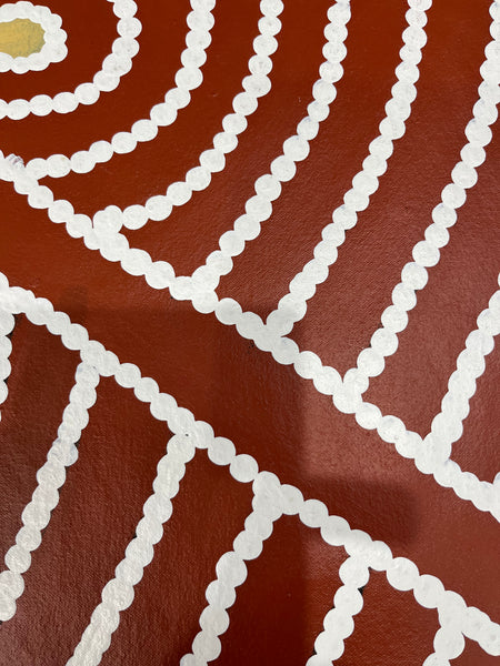 #335 Women's Body Design (Rust) - ROSEMARY NAMPITJINPA JAMES: 84cm x 65cm