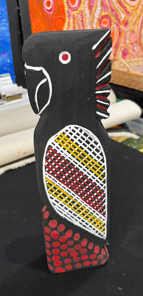 #369 Black Cockatoo Carving - KENNY REID: Aboriginal Art: