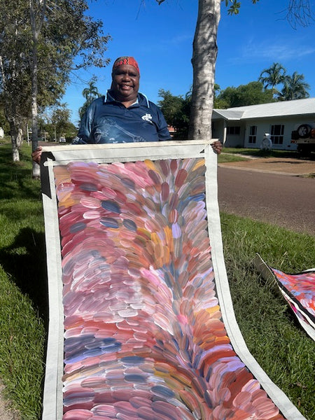 #172 Bush Medicine Leaves (Multi) - LOUISE NUMINA : Aboriginal Art: 85x195cm