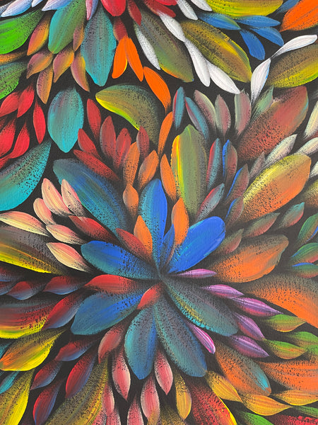 #140  Bush Medicine Leaves (Multi) - LOUISE NUMINA : Aboriginal Art: 95x56cm