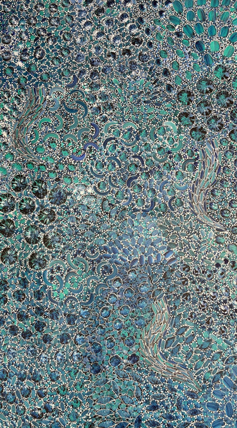 #18 Bush Yam Dreaming (Blues) - RACHAEL NAMBULA: Aboriginal Art: 90cm x 150cm