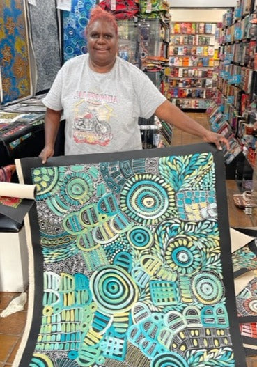 #298 My Dreamtime Stories (Multi) - LOUISE NUMINA : Aboriginal Art: 95x156cm