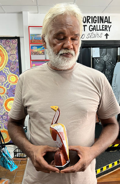 #31 Hand Carved Brolga - Artist : RODNEY 'JUNGALA' KING 26cm x 8cm x 7cm