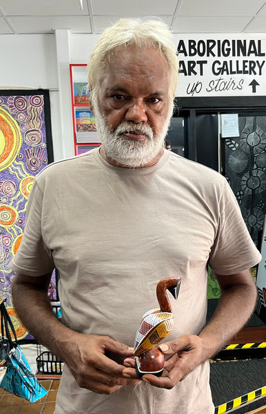 #287 Hand Carved Brolga - Artist : RODNEY 'JUNGALA' KING  21cm x 6cm x 5cm