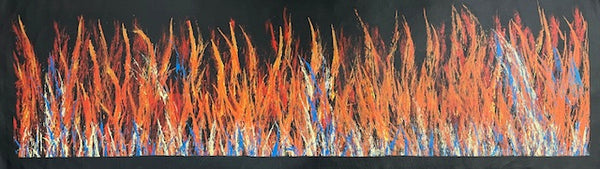 #313 Bush Fire Dreaming  - REGGIE SULTAN : Desert Art :  150 x 41cm