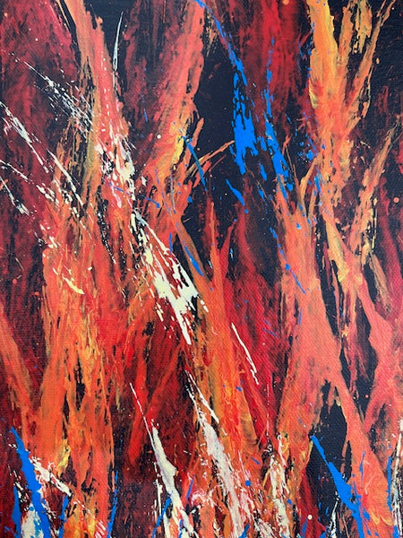 #313 Bush Fire Dreaming  - REGGIE SULTAN : Desert Art :  150 x 41cm