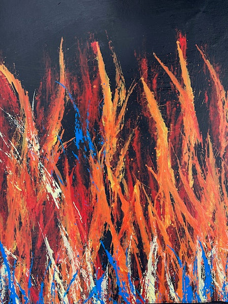 #313 Bush Fire Dreaming  - REGGIE SULTAN : Desert Art :  150 x 41cm