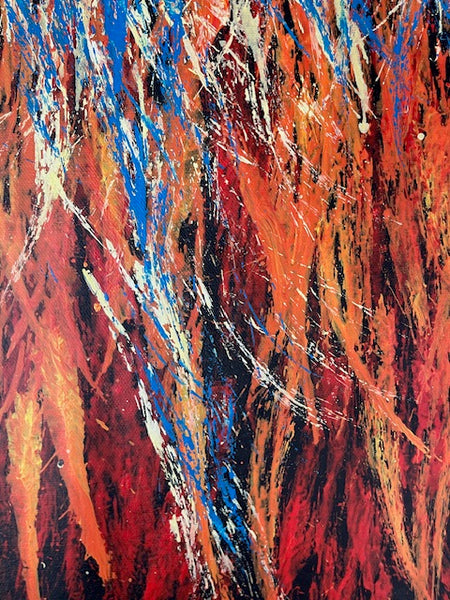 #57 Bush Fire Dreaming - REGGIE SULTAN : Desert Art 150 x 40cm