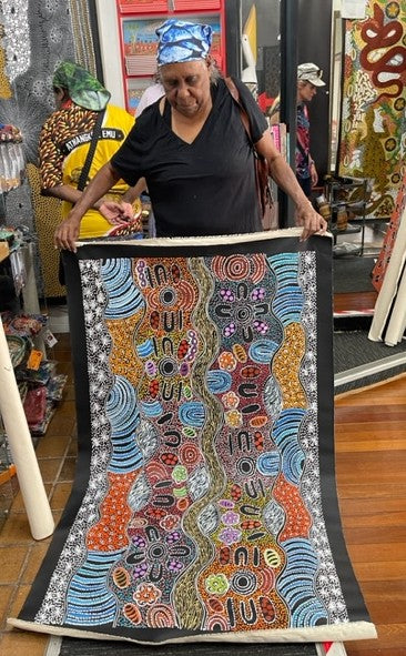 #145 My Country Women Collecting - LANITA NUMINA : Aboriginal Art: 83x143cm