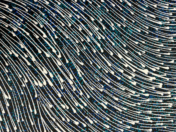 #11 Bush Medicine Seeds (Blue/White) - SHARON NUMINA : Aboriginal Art: 90cm x 137cm