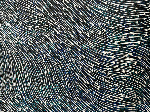 #11 Bush Medicine Seeds (Blue/White) - SHARON NUMINA : Aboriginal Art: 90cm x 137cm