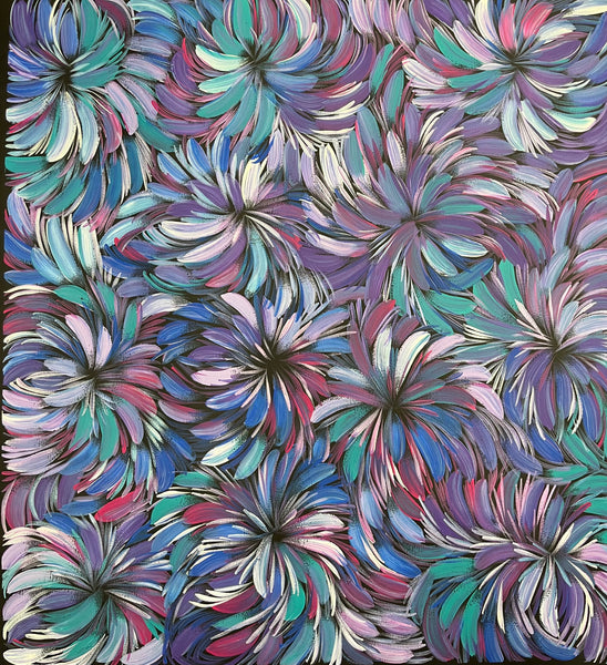 #267 Bush Medicine Leaves (Purples) - SELINA NUMINA : Aboriginal Art: 88cm x 94cm