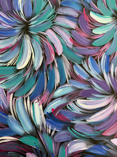 #267 Bush Medicine Leaves (Purples) - SELINA NUMINA : Aboriginal Art: 88cm x 94cm