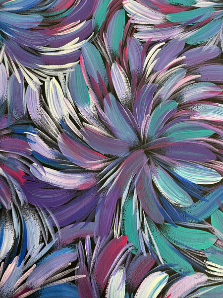 #267 Bush Medicine Leaves (Purples) - SELINA NUMINA : Aboriginal Art: 88cm x 94cm