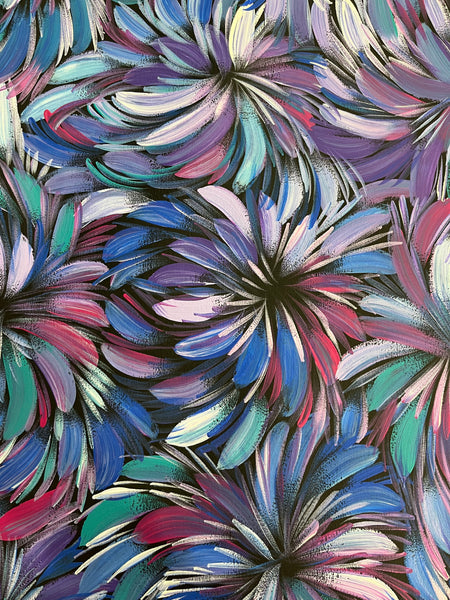 #267 Bush Medicine Leaves (Purples) - SELINA NUMINA : Aboriginal Art: 88cm x 94cm