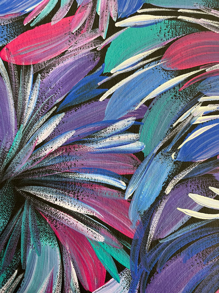 #267 Bush Medicine Leaves (Purples) - SELINA NUMINA : Aboriginal Art: 88cm x 94cm