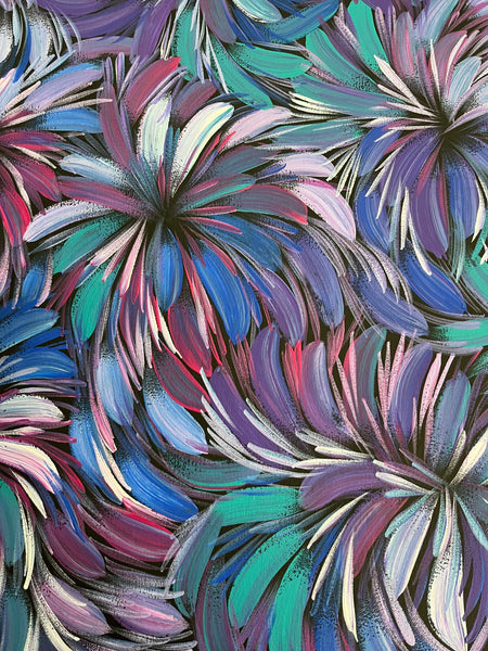 #267 Bush Medicine Leaves (Purples) - SELINA NUMINA : Aboriginal Art: 88cm x 94cm