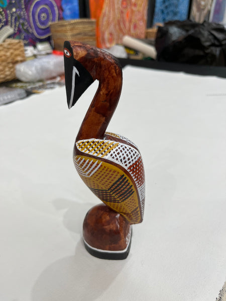 #287 Hand Carved Brolga - Artist : RODNEY 'JUNGALA' KING  21cm x 6cm x 5cm