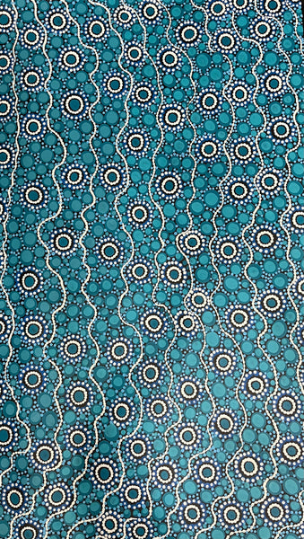 #116 Sacred Water (Blues) - TREPHINA SULTAN THANGUWA :  84cm x 145cm