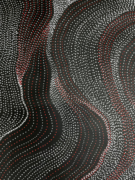 #104 My Country Dreaming (Red/White) ANNA PETYARRE: Aboriginal Art: 95cm x 115cm