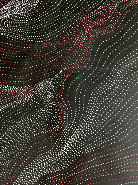#104 My Country Dreaming (Red/White) ANNA PETYARRE: Aboriginal Art: 95cm x 115cm