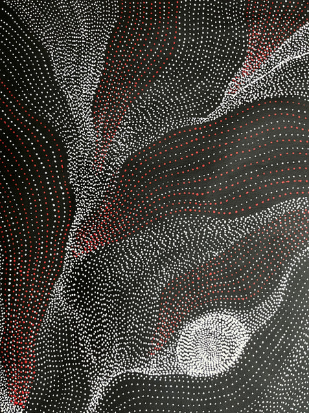 #104 My Country Dreaming (Red/White) ANNA PETYARRE: Aboriginal Art: 95cm x 115cm