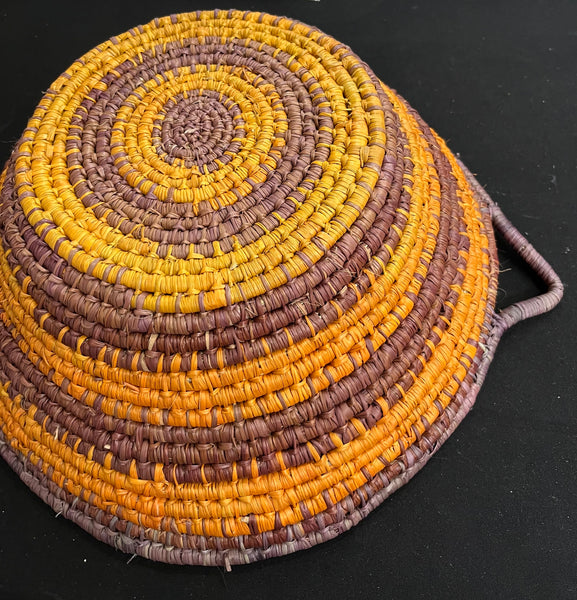 #163 Hand Woven Pandanus Basket - JOY WILFRED Aboriginal Art: 46cm x 38cm x 13cm