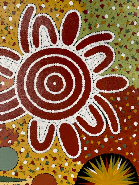 #164 Women collecting Bush Tucker - JONATHAN HOCKLEY - Aboriginal Art: 45 x 93cm