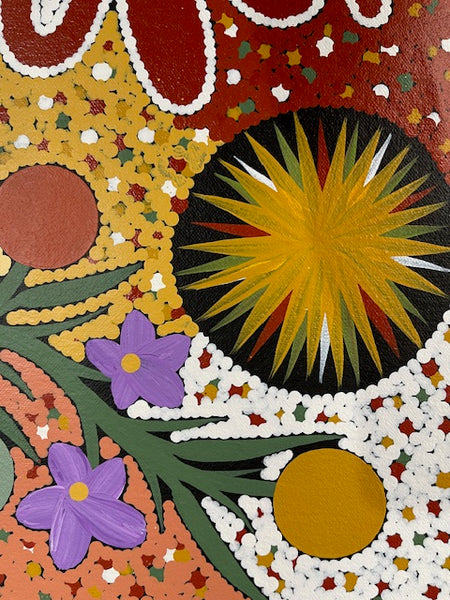 #164 Women collecting Bush Tucker - JONATHAN HOCKLEY - Aboriginal Art: 45 x 93cm