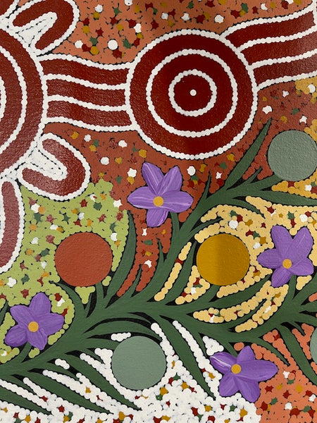 #164 Women collecting Bush Tucker - JONATHAN HOCKLEY - Aboriginal Art: 45 x 93cm