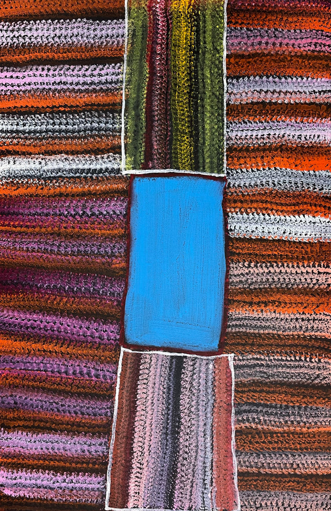 #109 Waterhole Sugarbag Country - ABORIGINAL ARTIST: BARNEY ELLAGA (Collectors piece) 69cm x 103cm