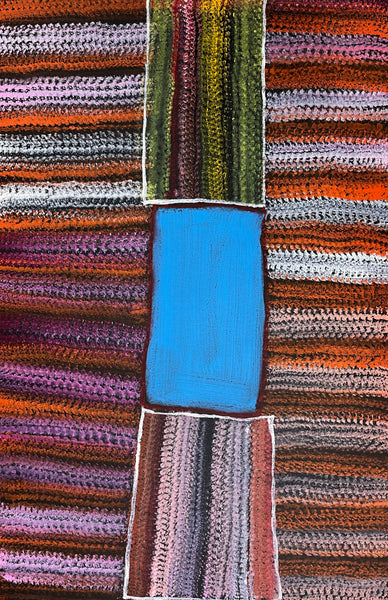 #109 Waterhole Sugarbag Country - ABORIGINAL ARTIST: BARNEY ELLAGA (Collectors piece) 69cm x 103cm