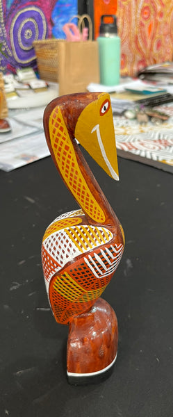 #97 Hand Carved Brolga - Aboriginal Art: RODNEY 'JUNGALA' KING 26cm x 8cm x 7cm