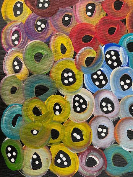 #135 Seeded Bush Melons - LOUISE NUMINA : Aboriginal Art: 31 x 41cm