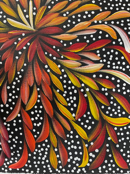 #68 Bush Medicine Leaves & Seeds - LOUISE NUMINA : Aboriginal Art: 31 x 41cm