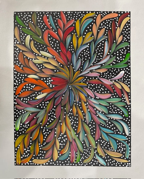 #140 Bush Medicine Leaves & Seeds - LOUISE NUMINA : Aboriginal Art: 31 x 41cm