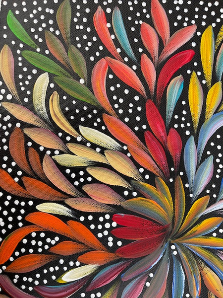 #140 Bush Medicine Leaves & Seeds - LOUISE NUMINA : Aboriginal Art: 31 x 41cm