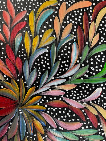 #140 Bush Medicine Leaves & Seeds - LOUISE NUMINA : Aboriginal Art: 31 x 41cm