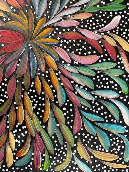 #140 Bush Medicine Leaves & Seeds - LOUISE NUMINA : Aboriginal Art: 31 x 41cm