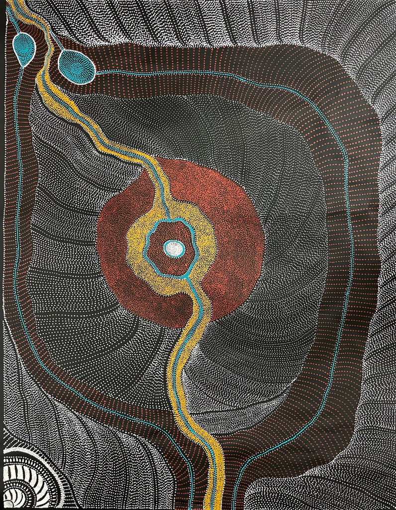 #165 My Country Dreaming (Muti) ANNA PETYARRE: Aboriginal Art: 95cm x 125cm