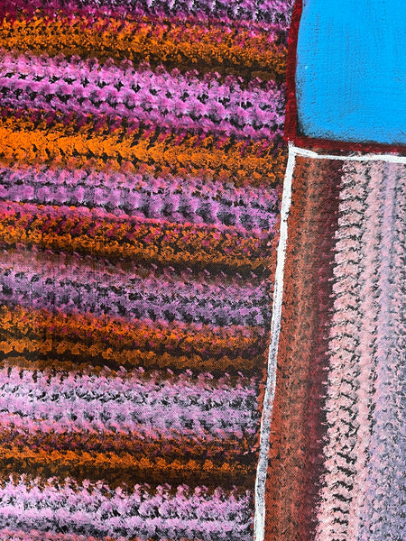 #109 Waterhole Sugarbag Country - ABORIGINAL ARTIST: BARNEY ELLAGA (Collectors piece) 69cm x 103cm