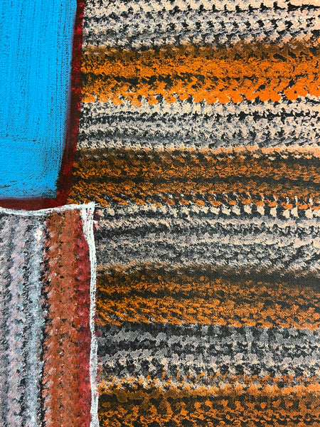 #109 Waterhole Sugarbag Country - ABORIGINAL ARTIST: BARNEY ELLAGA (Collectors piece) 69cm x 103cm