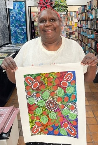 #76 Women Collecting Bush Tomato's (Multi) - LOUISE NUMINA : Aboriginal Art: 41x31cm