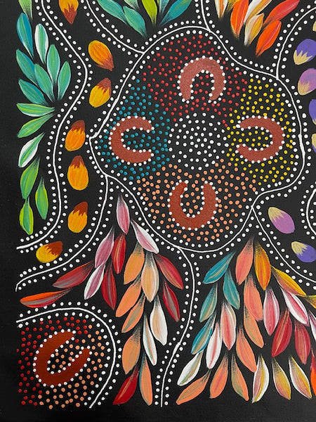 #286 Women hunting Bush Tucker - JACINTA NUMINA : Aboriginal Art 38 x 52cm