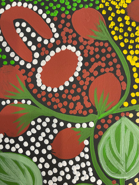 #76 Women Collecting Bush Tomato's (Multi) - LOUISE NUMINA : Aboriginal Art: 41x31cm