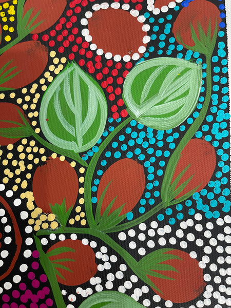 #76 Women Collecting Bush Tomato's (Multi) - LOUISE NUMINA : Aboriginal Art: 41x31cm