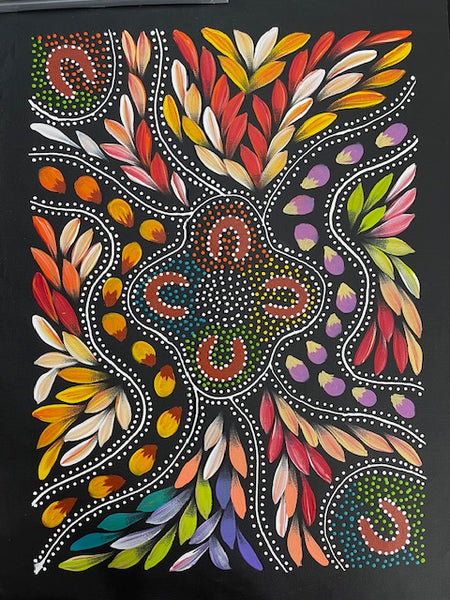 #324 Women hunting Bush Tucker - JACINTA NUMINA : Aboriginal Art 39 x 53cm